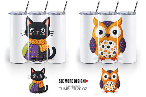Tumbler Patchwork Halloween Critters Sublimation artnoy 