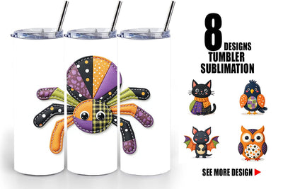 Tumbler Patchwork Halloween Critters Sublimation artnoy 