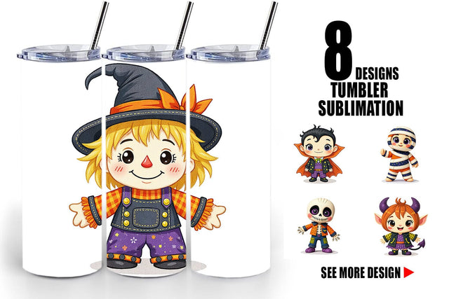 Tumbler Patchwork Halloween Friends Sublimation artnoy 