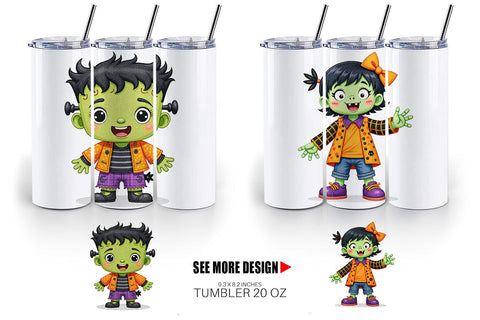Tumbler Patchwork Halloween Friends Sublimation artnoy 