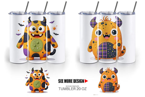 Tumbler Patchwork Halloween Monsters Sublimation artnoy 