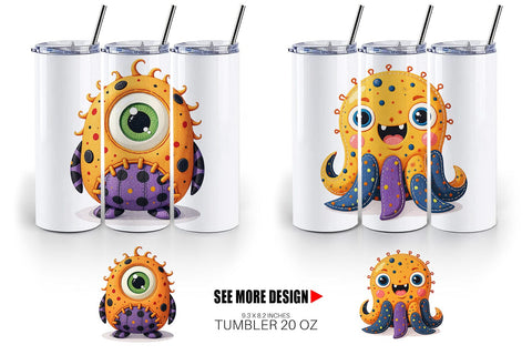 Tumbler Patchwork Halloween Monsters Sublimation artnoy 
