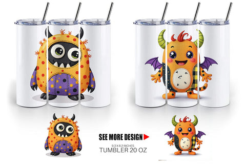 Tumbler Patchwork Halloween Monsters Sublimation artnoy 