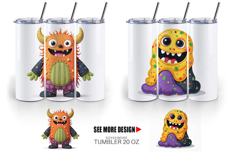 Tumbler Patchwork Halloween Monsters Sublimation artnoy 