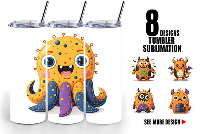 Tumbler Patchwork Halloween Monsters Sublimation artnoy 