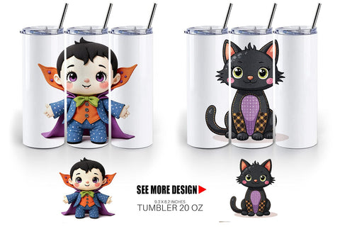 Tumbler Patchwork Halloween Plushies Sublimation artnoy 
