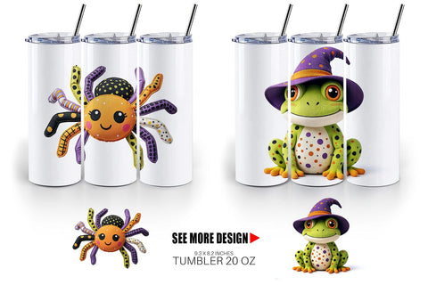 Tumbler Patchwork Halloween Plushies Sublimation artnoy 