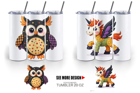 Tumbler Patchwork Magical Creatures Sublimation artnoy 