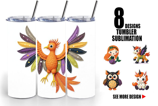 Tumbler Patchwork Magical Creatures Sublimation artnoy 