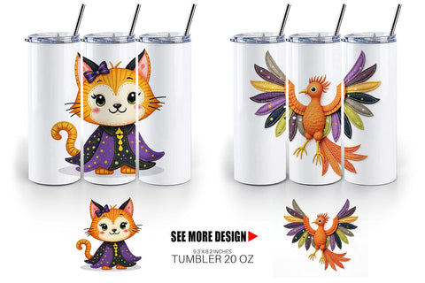 Tumbler Patchwork Magical Creatures Sublimation artnoy 