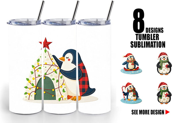 Tumbler Patchwork Penguin Sublimation artnoy 