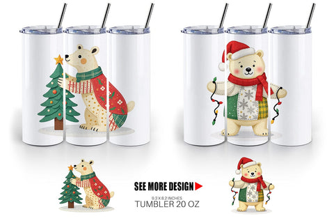 Tumbler Patchwork Polar Bear Sublimation artnoy 
