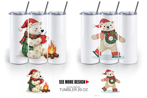 Tumbler Patchwork Polar Bear Sublimation artnoy 