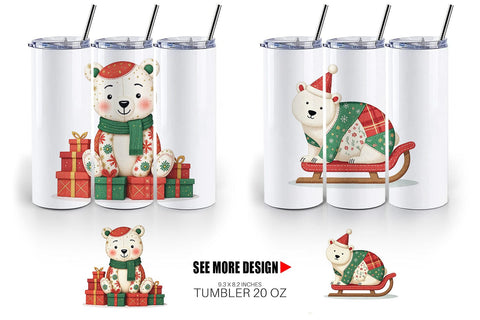 Tumbler Patchwork Polar Bear Sublimation artnoy 