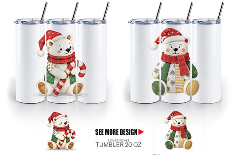 Tumbler Patchwork Polar Bear Sublimation artnoy 