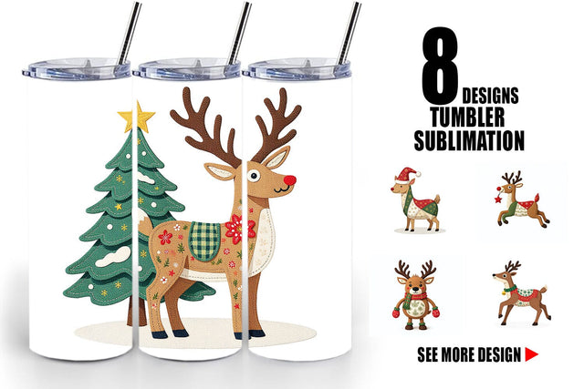 Tumbler Patchwork Reindeer Sublimation artnoy 