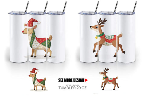 Tumbler Patchwork Reindeer Sublimation artnoy 