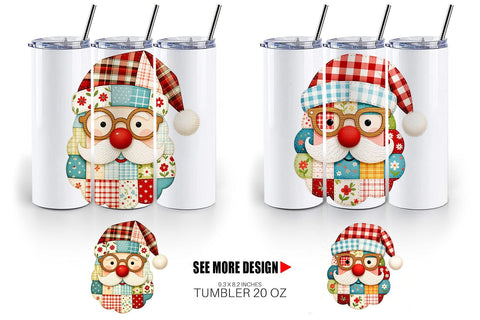 Tumbler Patchwork Santa Sublimation artnoy 