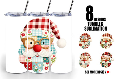 Tumbler Patchwork Santa Sublimation artnoy 