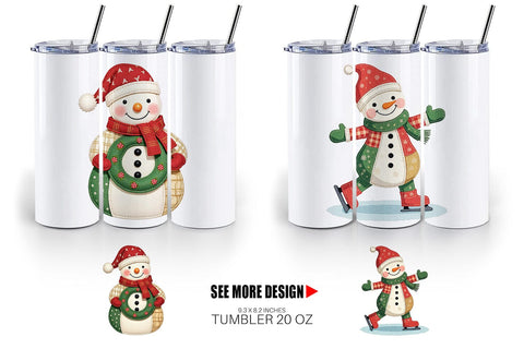 Tumbler Patchwork Snowman Sublimation artnoy 