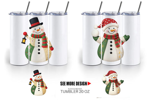 Tumbler Patchwork Snowman Sublimation artnoy 