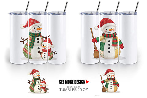 Tumbler Patchwork Snowman Sublimation artnoy 