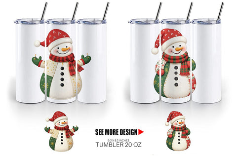 Tumbler Patchwork Snowman Sublimation artnoy 