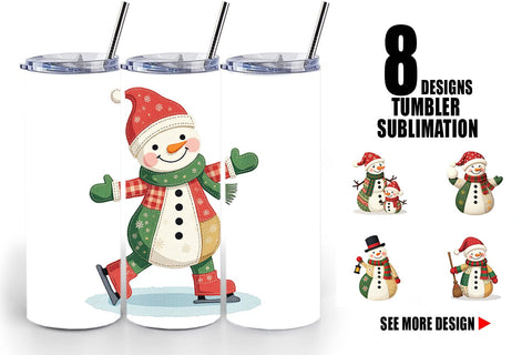 Tumbler Patchwork Snowman Sublimation artnoy 