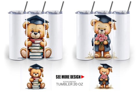 Tumbler Patchwork Teddy Bear Graduates Sketchy Retro Sublimation artnoy 