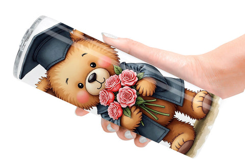 Tumbler Patchwork Teddy Bear Graduates Sketchy Retro Sublimation artnoy 