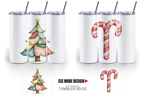 Tumbler Patchwork Watercolor Christmas Sublimation artnoy 