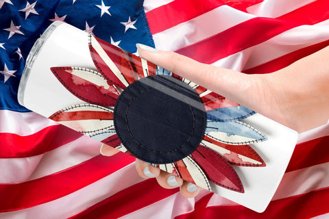 Tumbler Patriotic Bloom Fabric Watercolor Sublimation artnoy 