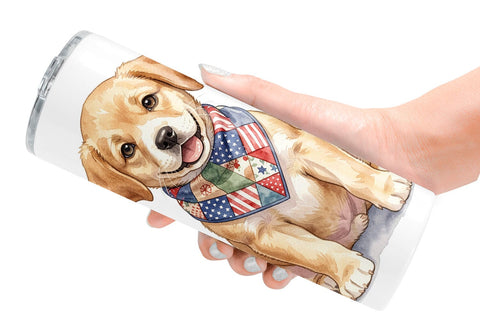 Tumbler Patriotic Patchwork Animal Watercolor Sublimation artnoy 
