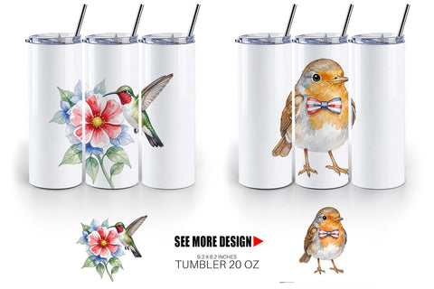 Tumbler Patriotic Watercolor Birds Sublimation artnoy 