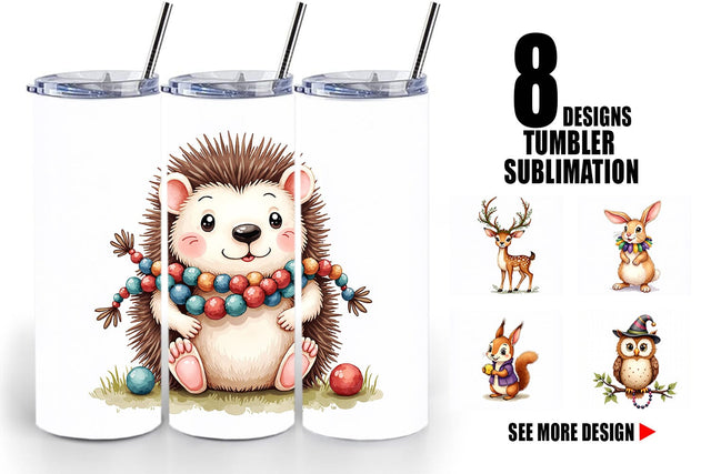Tumbler Paw-di Gras Puppy & Kitten Carnival Watercolor Sublimation artnoy 