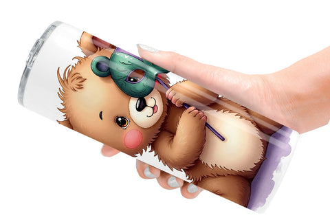Tumbler Paw-di Gras Puppy & Kitten Carnival Watercolor Sublimation artnoy 