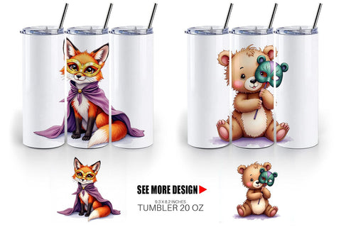 Tumbler Paw-di Gras Puppy & Kitten Carnival Watercolor Sublimation artnoy 