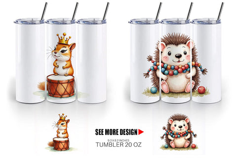 Tumbler Paw-di Gras Puppy & Kitten Carnival Watercolor Sublimation artnoy 