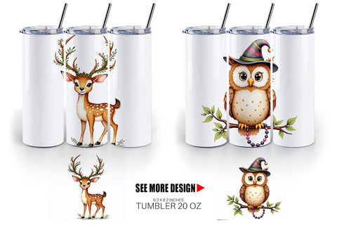 Tumbler Paw-di Gras Puppy & Kitten Carnival Watercolor Sublimation artnoy 