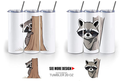 Tumbler Peeking Raccoon Sublimation artnoy 