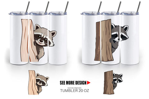 Tumbler Peeking Raccoon Sublimation artnoy 