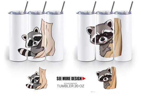 Tumbler Peeking Raccoon Sublimation artnoy 