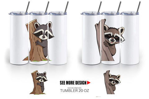 Tumbler Peeking Raccoon Sublimation artnoy 