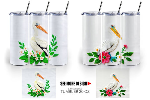 Tumbler Pelican Embroidery Sublimation artnoy 
