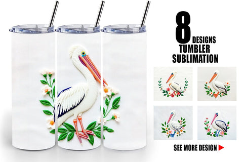 Tumbler Pelican Embroidery Sublimation artnoy 