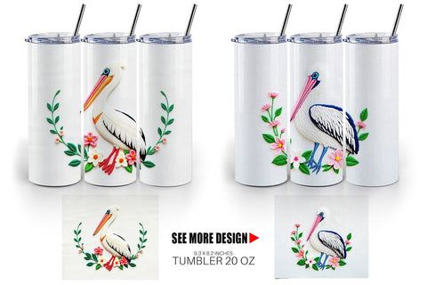 Tumbler Pelican Embroidery Sublimation artnoy 