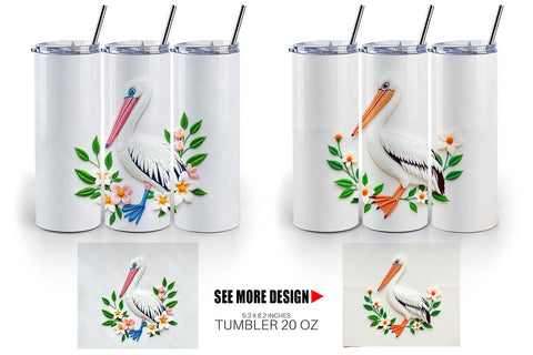 Tumbler Pelican Embroidery Sublimation artnoy 