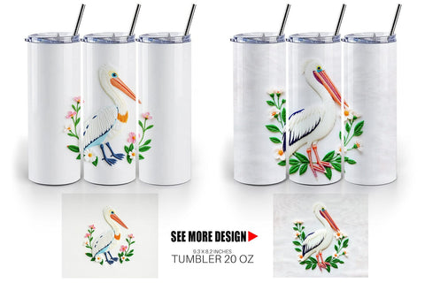 Tumbler Pelican Embroidery Sublimation artnoy 