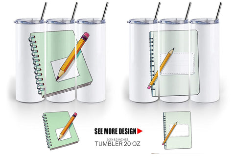 Tumbler Pencil and Notebook Sublimation artnoy 