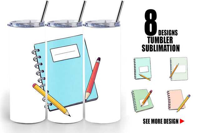 Tumbler Pencil and Notebook Sublimation artnoy 